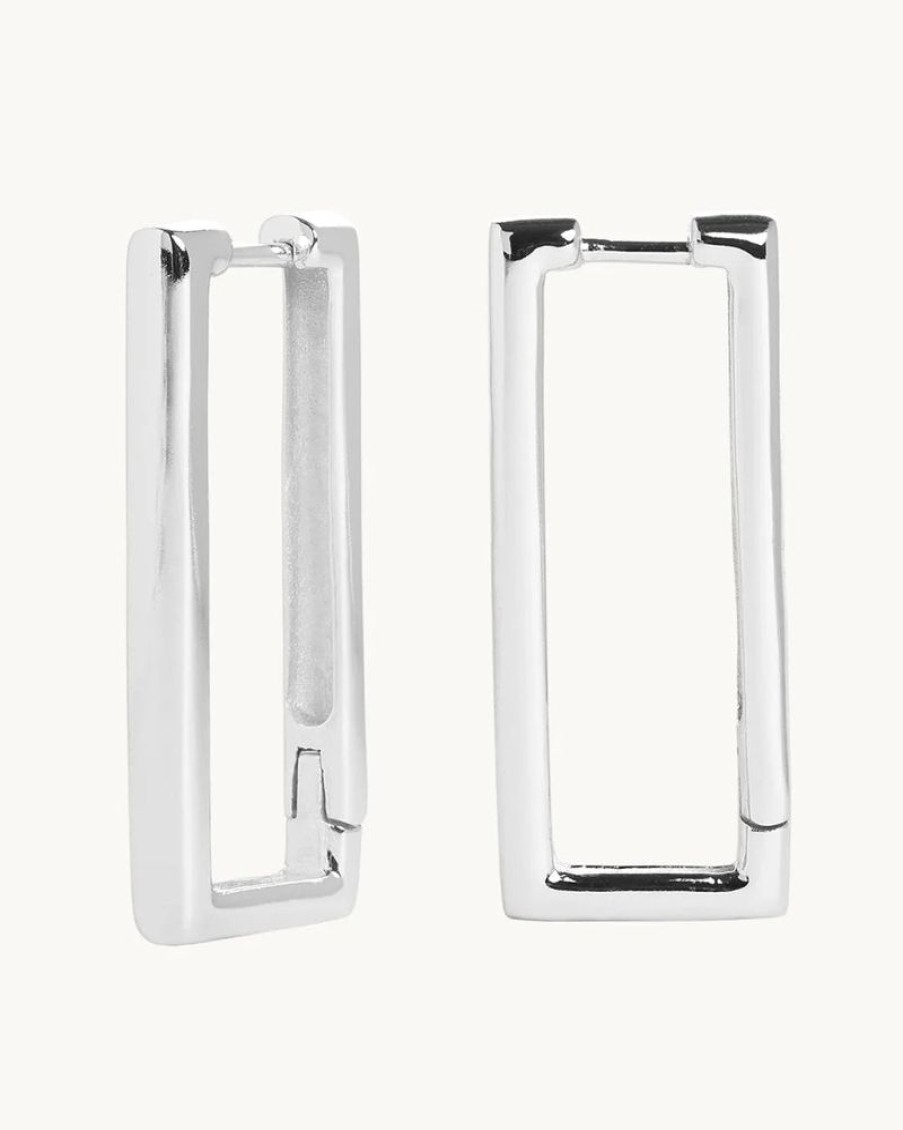 Joyas murona Largos | Aros Plata Rectangulares Alex