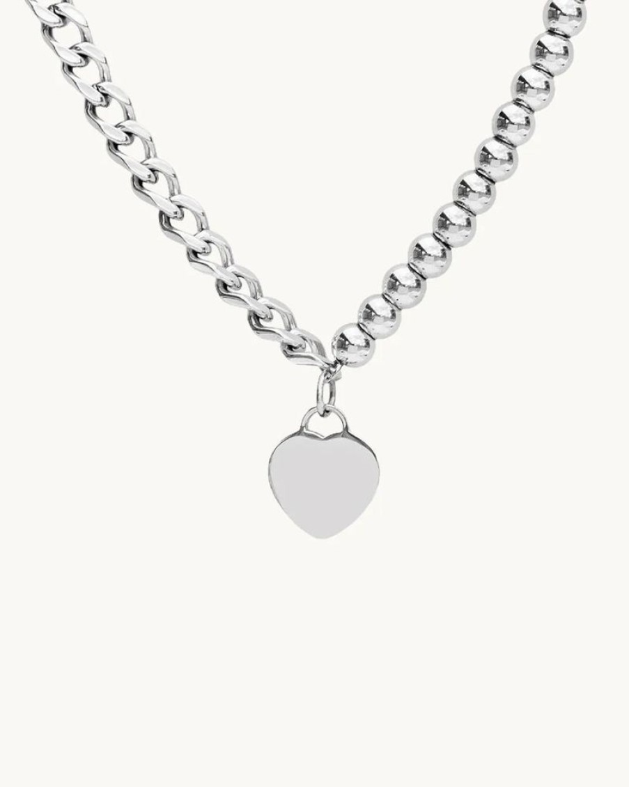 Joyas murona Cadenas | Collar Plateado Bolas Heart