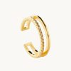 Joyas murona Abiertos Ajustables | Anillo Doble Stripe