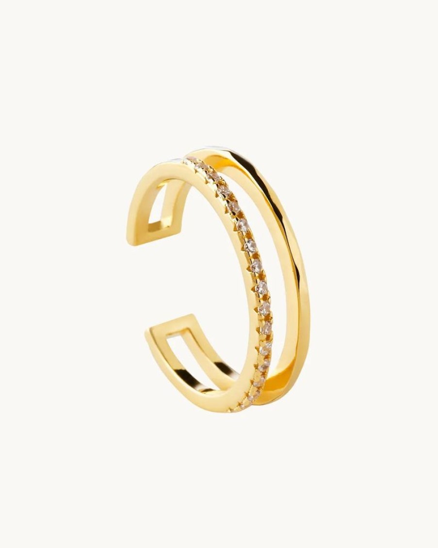 Joyas murona Abiertos Ajustables | Anillo Doble Stripe