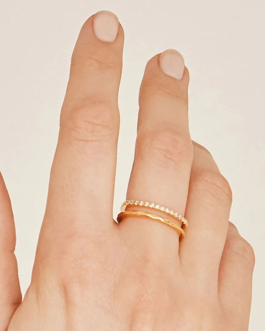 Joyas murona Abiertos Ajustables | Anillo Doble Stripe