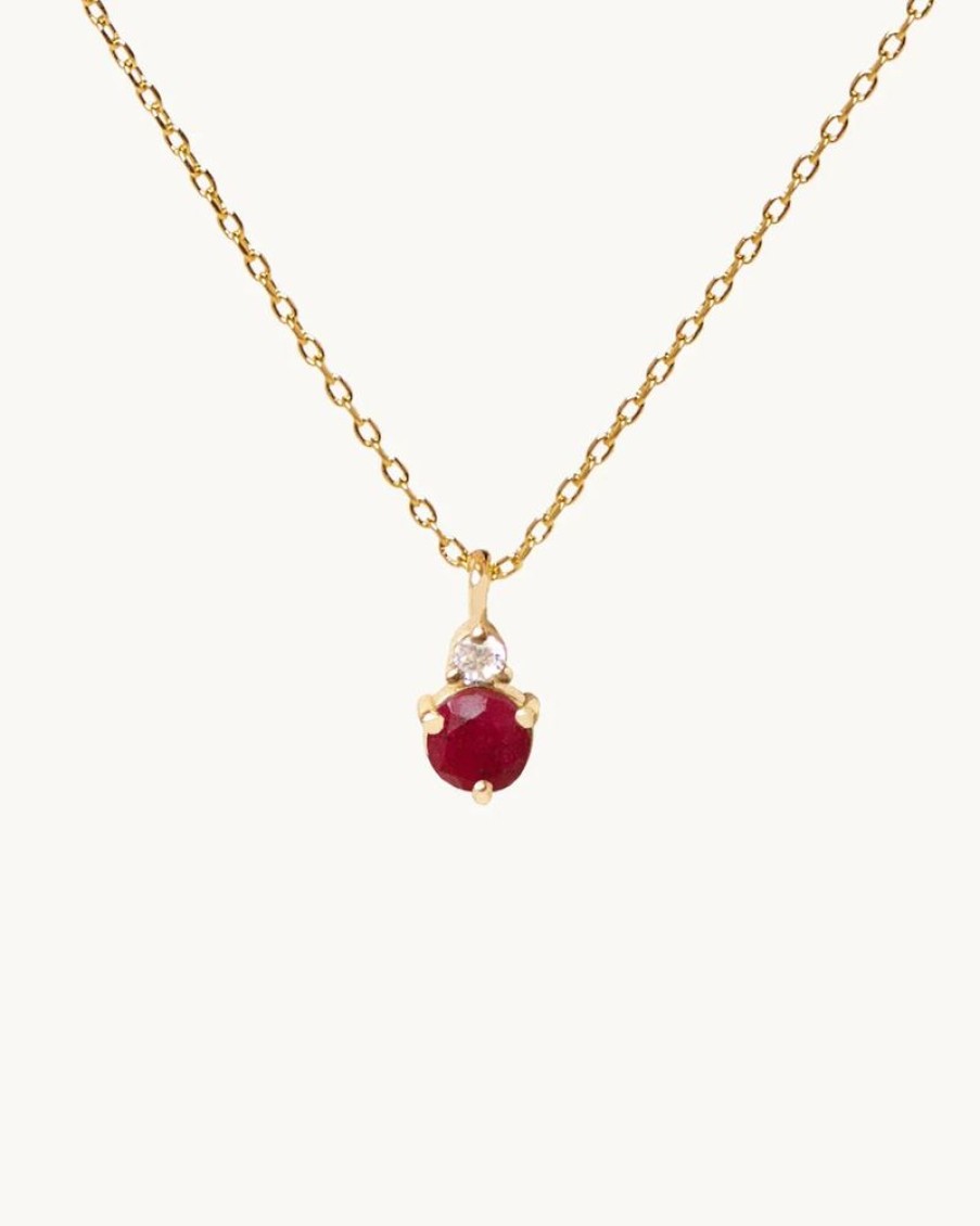 Joyas murona Minimalistas | Collar Birthstone Julio - Rubi