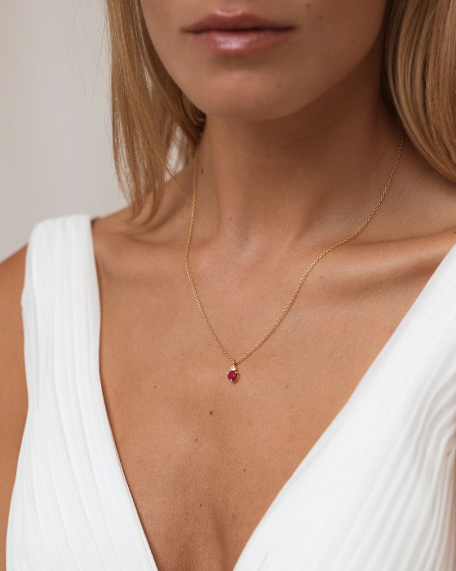 Joyas murona Minimalistas | Collar Birthstone Julio - Rubi