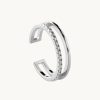 Joyas murona Abiertos Ajustables | Anillo Plata Doble Stripe