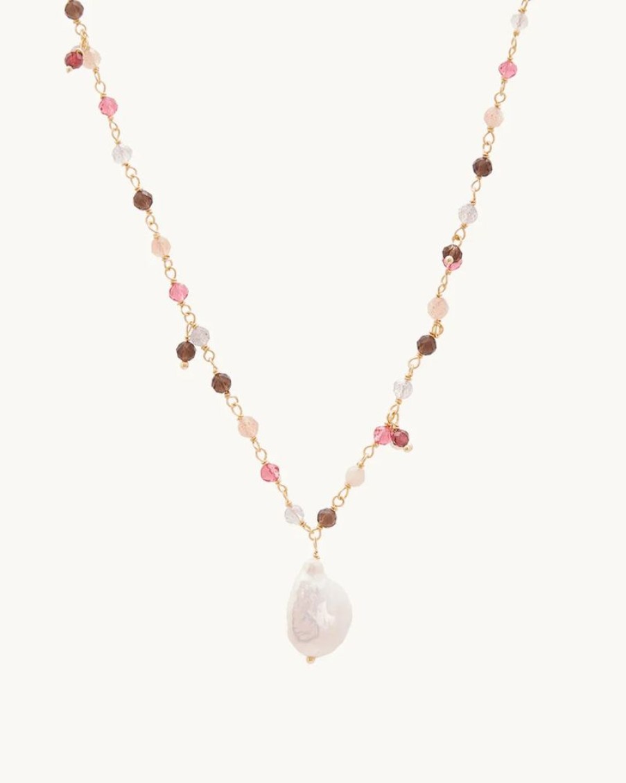 Joyas murona Piedras Colores | Collar Rosa Pearl