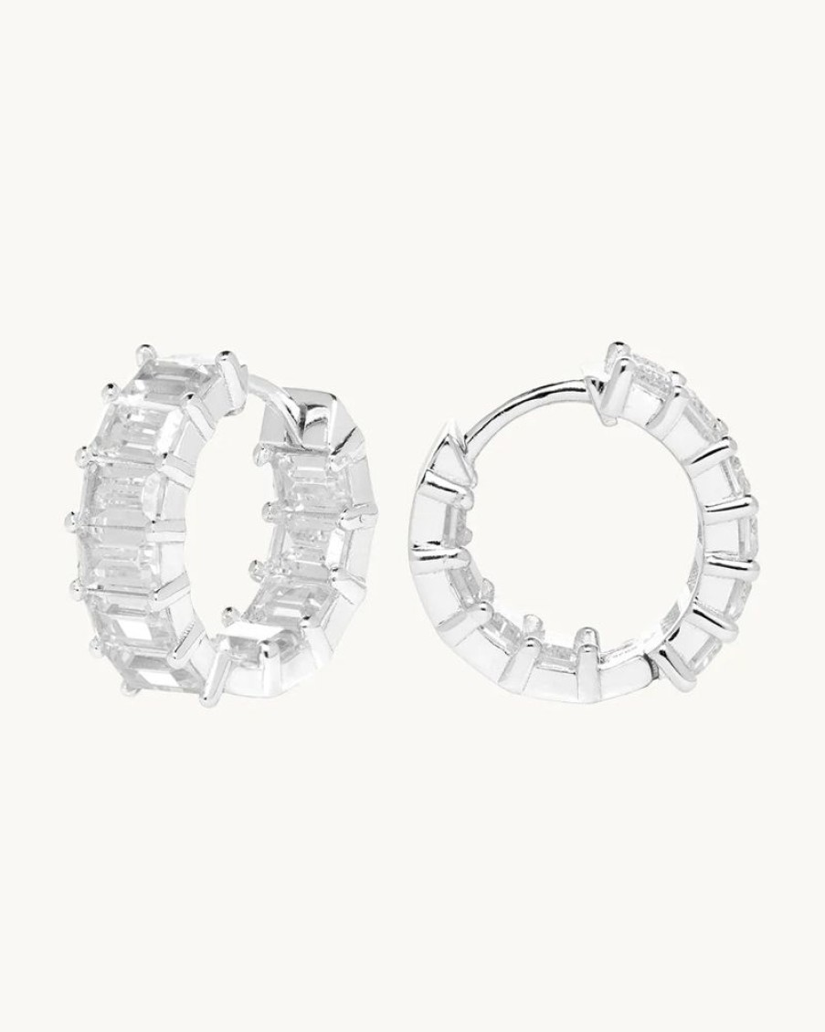 Joyas murona Aros | Aros Plata Baguette Luz